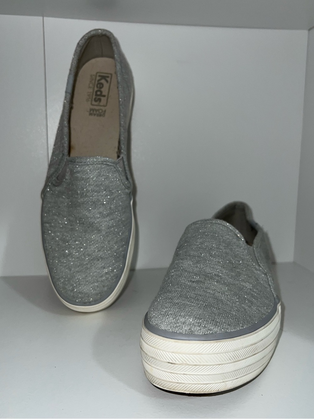 Keds Silver Glitter Slip-On Sneakers